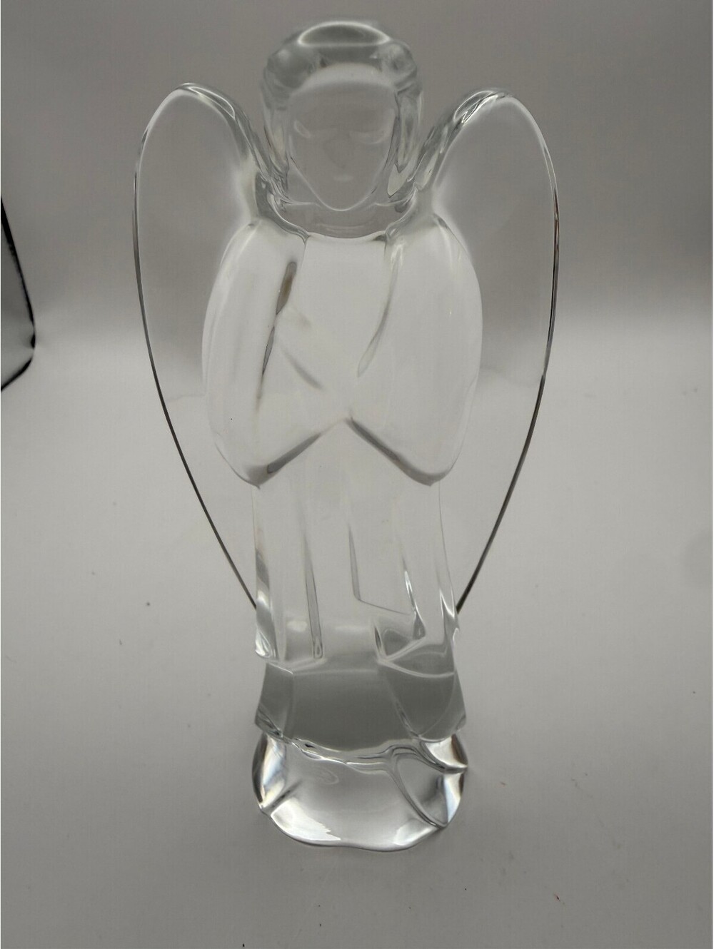 Baccarat Crystal Angel Folded Arms 6" Figurine Signed France Clear Vintage